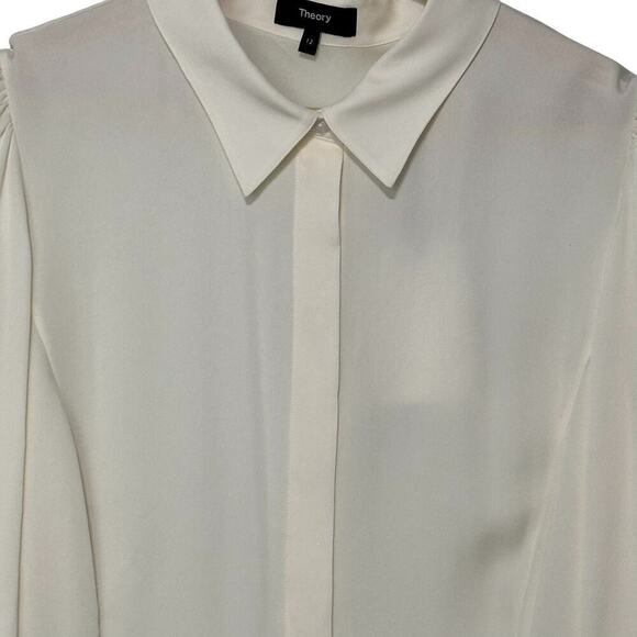 NWT Theory Flared Puff Sleeve Silk Blouse - Picture 3 of 10